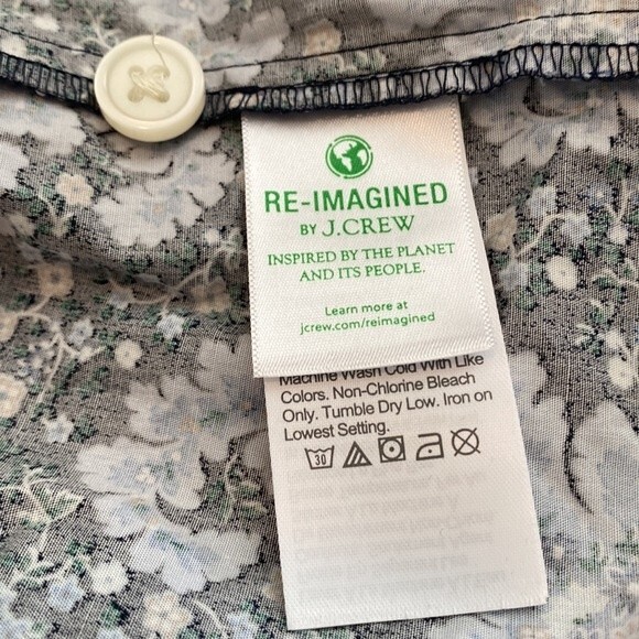 J Crew Collection Ratti Paisley Button Front Tie Sleeve Blouse Blue Size Medium - Picture 14 of 15